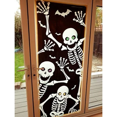 Image of Boo! Escaping Skeleton Door Cover Wall Scene Setter Halloween