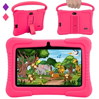 Image of Veidoo Android Kids Tablet, 7 inch IPS Screen, 2GB RAM 32GB ROM, Safety Eye Protection, Education, Tablet for Toddle with WiFi, Games, Parental Control APP (Pink)