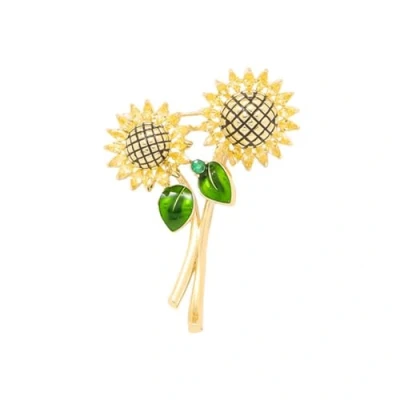 Image of LISADORE Sunflower Brooch Pin Sun Plant Lapel Badges Beautiful Flowers Elegant Green Leaf Jewelry for Women Girls Clothing Accessories