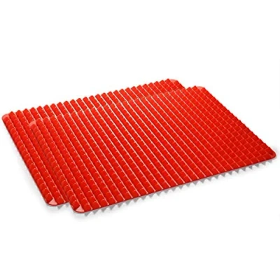 Image of Golddunes 2 X Pyramid Mat Fat Reducing Non Stick Silicone Mould Cooking Oven Baking Tray