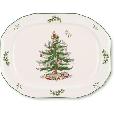 Image of Spode Christmas Sculpted Oval Platter, Multicolor, (1536982), 36 centimeters