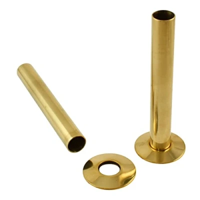 Image of NRG Radiator Pipe and Collars Sleeves 180mm Pipes Polished Brass