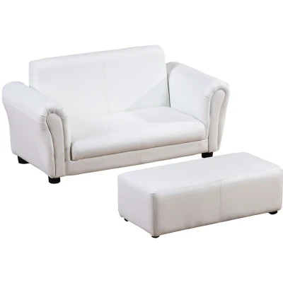 Image of HOMCOM Kids Childrens Sofa Set 2 Seater Seat Furniture Armchair Boys Girls Footstool