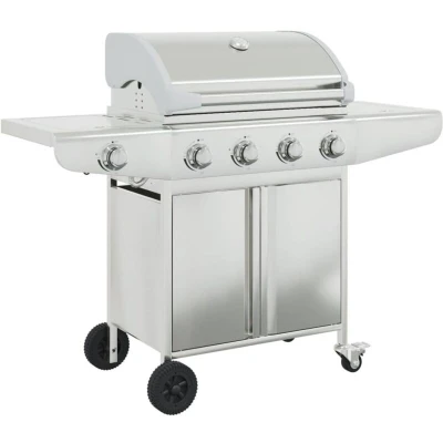 Image of vidaXL Gas BBQ Grill with 5 Burners Silver Stainless Steel