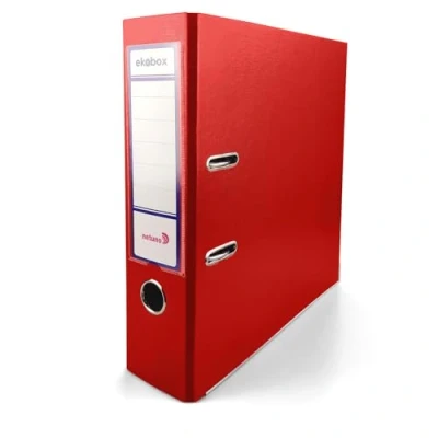 Image of Netuno 1x Folder Lever Arch Red 2 Ring Binder Ekobox Organiser 8 cm 3,15 inch A4 Wide Cardboard for Office Shelf Folders Desk