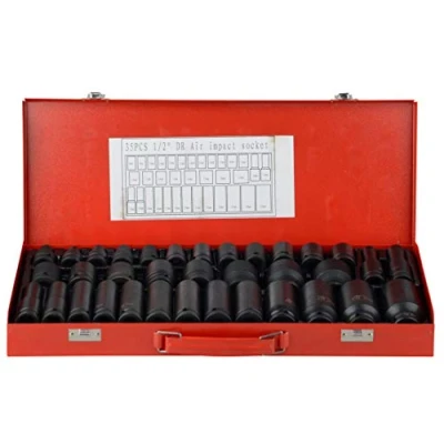 Image of 35pcs 1/2&quot; Drive 6 Point 8 32mm Metric Deep Impact Socket Set Car Garage Tools