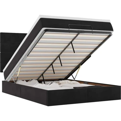 Image of vidaXL Ottoman Bed with Mattresses Black 140x190cm Velvet