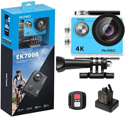 Image of AKASO EK7000 4K30FPS Action Camera 20MP Ultra HD Underwater 170 Degree Wide Angle 98FT Waterproof with Accessory Kit Blue