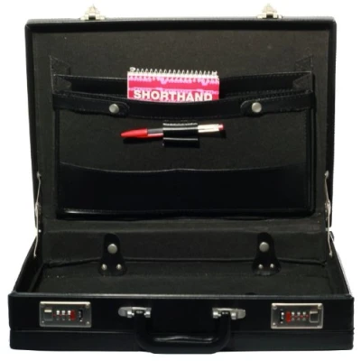 Image of Executive Expandable Business Attache Briefcase Faux Leather Travel Bag Black