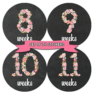 Image of Months In Motion Pregnancy Weekly Belly Growth Stickers Week to Pregnant Expecting Photo Prop Maternity Keepsake Baby Bump Large Set of 36 Sticker