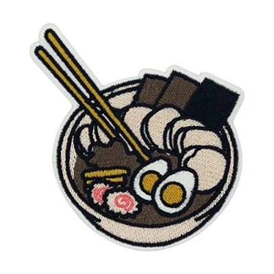 Image of Iron on Food Bowl Patch Asian Patch, Japan Patches, Embroidery Sushi ironable Tofu Badges Finally Home