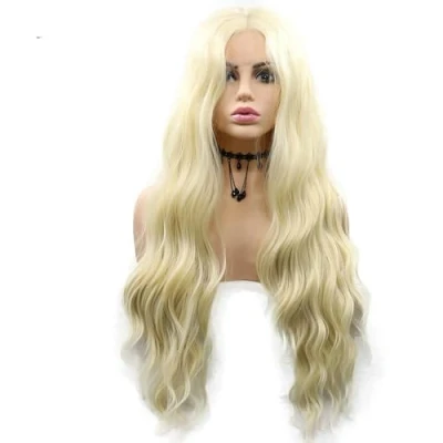 Image of 613 Blonde Water Wave Lace Front Wigs for Women Middle Part Glueless Natural Looking Long Wig Synthetic Heat Resistant Fiber 24Inch