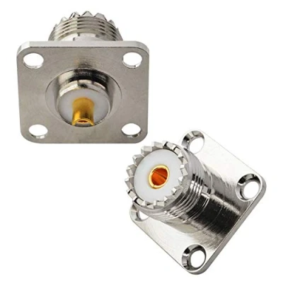 Image of Boobrie SO239 Connector UHF Female SO 239 4 Hole Chassis Mount Flange Panel Adapter Bulkhead for Male Plug PL259 Pack of 2