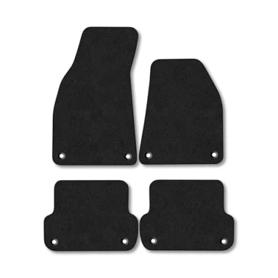Image of Car Mats Compatible with Audi A4 (2002 2008) Tailored Fit Black Carpet Floor Set Accessory Custom 4 Pieces Anti Slip Backing &amp; Binding Trim Edge