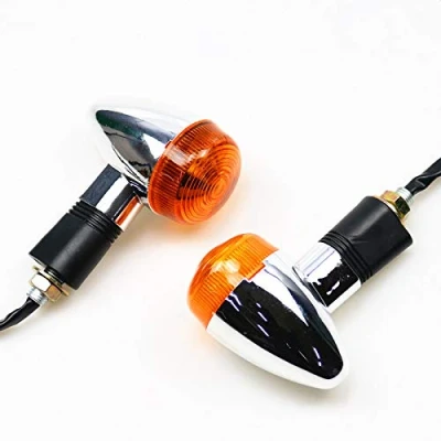 Image of Newland2019 Chrome Motorcycle 1 Pair Amber Bullet Turn Signal Indicator Lamp for Harley Honda Kawasaki Suzuki Yamaha Cruiser Chopper Custom