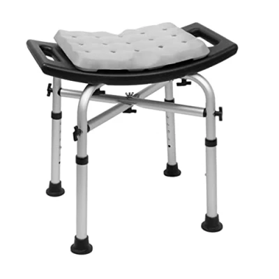Image of KMINA Shower Stools for Elderly (330 lbs) with Double Reinforced Crossbar and Cushion, Bath Seat Adults, Padded Chair, Heavy Duty Black, Free Assembly Made in Europe
