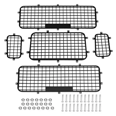 Image of Dilwe RC Car Window Protection Nets, 5 Pcs Metal Net for Traxxas TRX 4 1/10 Scale Crawler Remote Control Parts Accessories