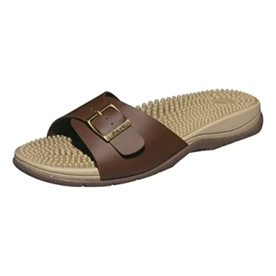Image of Revs Tay Men’s Single Strap Reflexology Massage Sandals, Brown UK8
