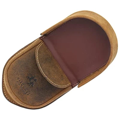 Image of Visconti Monza Collection Vegetable Tanned Leather Tray Coin Purse TRY6 Oil Tan