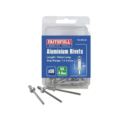 Image of Faithfull Aluminium Rivets 4.8 x 14mm Long Pre Pack of 50 FAIAR5L50