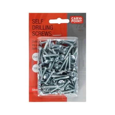 Image of Carpoint 0810009 Self Cutting Screws Set of 100 Silver