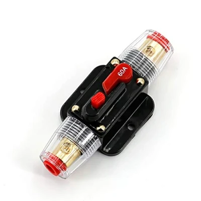 Image of UTSAUTO Circuit Breaker 60Amp Resettable Fuse Auto Car Stereo Inline Holders Inverter, Manual Reset 12V 24V DC for Automotive Marine Boat Audio System Protection
