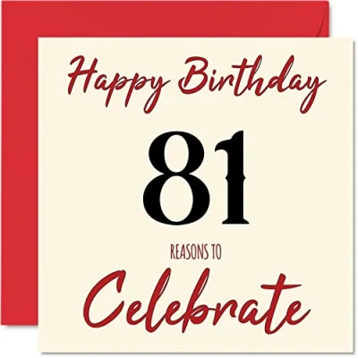 Image of Fun 81st Birthday Cards for Men Woman Reasons To Happy Card Dad Mum Great Grandad Grandpa Nanny Grandma Gran Uncle Auntie, 145mm x Greeting Cards,