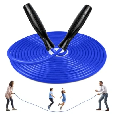 Image of LeapBeast Groups Rope Skipping, Multiplayer skipping Best Team Long Jump with Wooden Handle for School Sport and Outdoor Activity 5Meters 7Meters 10Meter (D Mod. Blue, 5M)