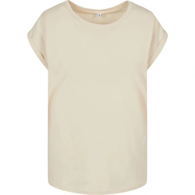 Image of Build Your Brand Women&#039;s Ladies Extended Shoulder tee T Shirt, Whitesand, XXXL