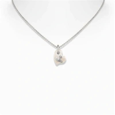 Image of Vivienne Westwood Silver Florentia Pearl Heart Necklace