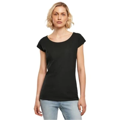 Image of Build Your Brand Women&#039;s Ladies Wide Neck tee T Shirt, Black, XXXXXL