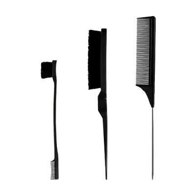 Image of Lmyzcbzl Hair Styling Comb Set, 3 Pieces Brush, Teasing Comb, Double Sided Edge Rat Tail Plastic Bristle for Slicking