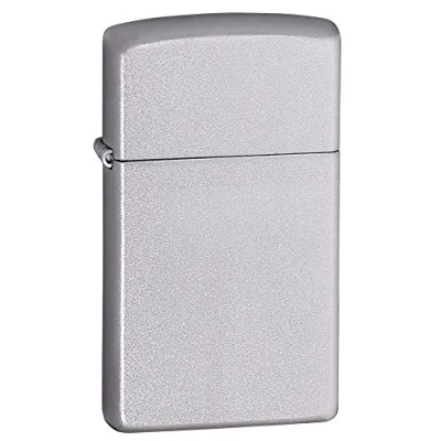 Image of Zippo Windproof Lighter Customizable Satin Chrome Slim Case Refillable for Lifetime Use Adjustable Flame Gift Box Metal Construction Made in USA