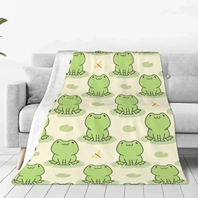 Image of Cute Frog Blanket Soft Warm Lightweight, Kawaii Throw Cozy Plush Blankets for Adults Teens Pet 50x60 Sofa Bed