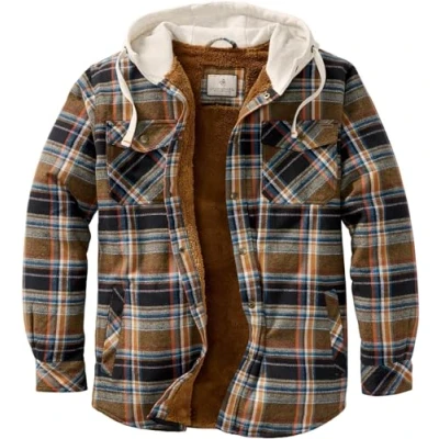 Image of Legendary Whitetails Men&#039;s Standard Camp Night Berber Lined Hooded Flannel Shirt Jacket, Porter Plaid, X Large