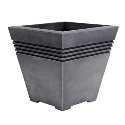 Image of SQUARE MILANO PLANTER PEWTER