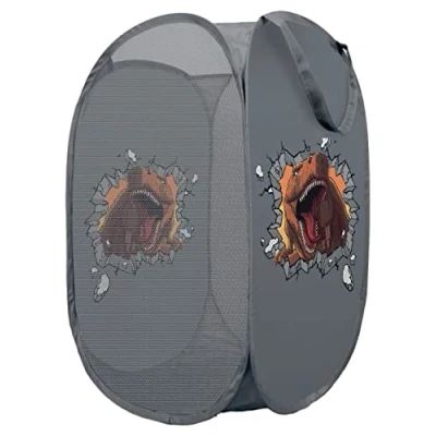 Image of Foldable Pop Up Laundry Bag Toy Storage Basket for Kids Boys and Girls Tidy Room (Storage Theme 1)