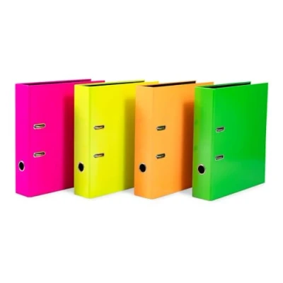 Image of HERMA Folder A4 Neon Set, 10 Pieces, 7 cm Wide, Children&#039;s Ring Binder, Plain Lever Arch File in Bright Colour for Boys and Girls