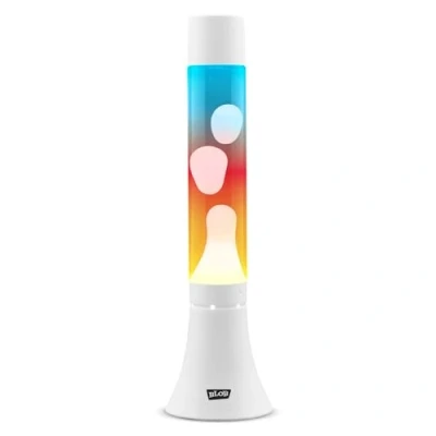Image of Blob Lamps® Sunset Liquid Motion Lamp Modern White Metal Wax Multi Coloured Glass 14.5&quot; Magma Mood Light