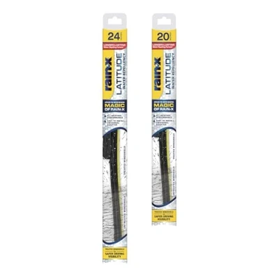 Image of Rain X 810162 Latitude 2 In 1 Water Repellent Wiper Blades, 24&quot; and 20&quot; Windshield Wipers (Pack Of 2), Automotive Replacement Blades With Patented Repellency Formula