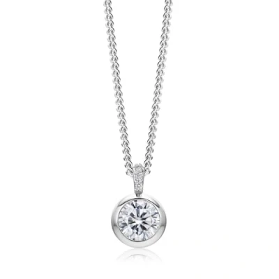 Image of Miore Necklace Pendant Women Solitaire Zirconia 925 Sterling Silver Chain 45 cm