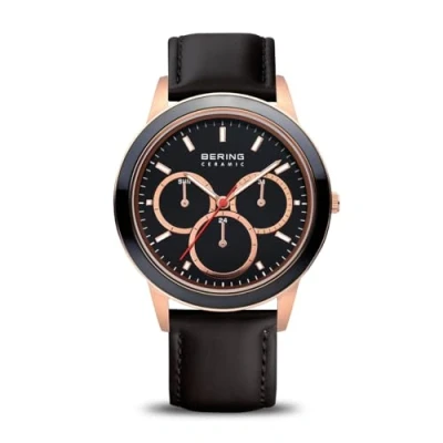 Image of BERING Unisex Analog Quartz ceramic collection Watch with Calfskin Leather Strap and Sapphire Crystal 33840 446