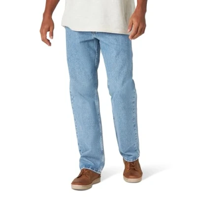 Image of Wrangler Authentics Men&#039;s Big &amp; Tall Classic Relaxed Fit Jean, Stone Bleach, 34W / 29L