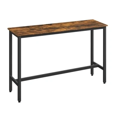 Image of VASAGLE Bar Table, Kitchen Pub Dining High Sturdy Steel Frame, 40 x 140 90 cm, Easy Assembly, Industrial Design, Rustic Brown and Ink Black LBT140B01