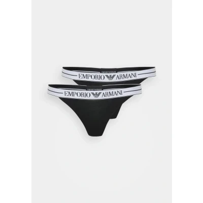 Image of Emporio Armani Thong 2 PACK Thong, Women&#039;s, Size: Small, Black
