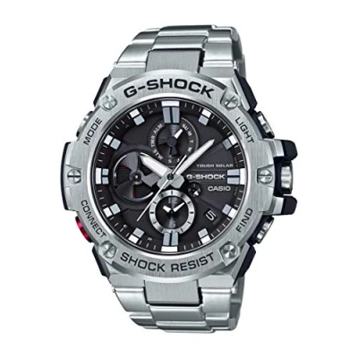 Image of Casio Men&#039;s G Steel by Shock Quartz Solar Bluetooth Connected Watch with Stainless Strap, Silver, (Model: GST B100D 1ACR)