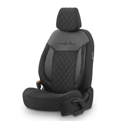 Image of otoM Universal Velours/Fabric Seat cover set &#039;Comfortline VIP&#039; Black 11 pieces compatible with Side Airbags
