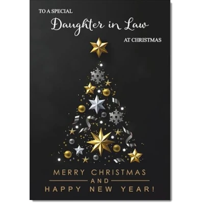 Image of doodlecards Daughter in Law Christmas Card Black Abstract Tree Medium Size for with Plain Envelope