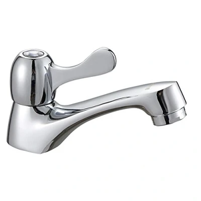 Image of Modern Single Handle Bathroom Faucet, One Hole Chrome Finished Cold Water Tap, Bar Basin Faucets