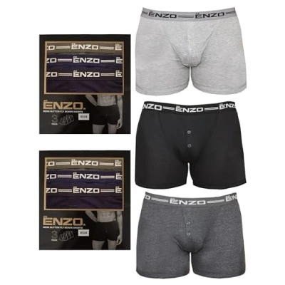 Image of 989Zé ENZO Mens Boxer Trunks Cotton Casual Stretchable Soft Multipack Underpants Size S 6XL EZBX610 BOXERS MIX 3PK Multicolor